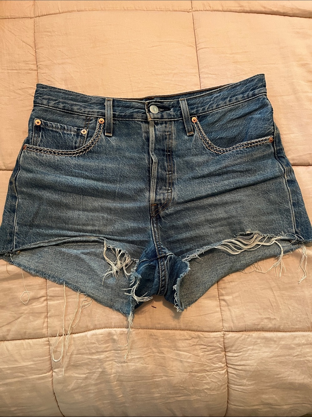 Levi's Distressed Cutoff Denim Shorts - Blue